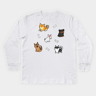 Pups and bones pattern Kids Long Sleeve T-Shirt